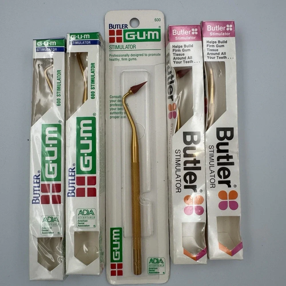 Lot Of 5 Gold Butler Gum Stimulators NOS #600 Stimulator